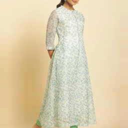 W Off-White Printed A Line Kurta image 4