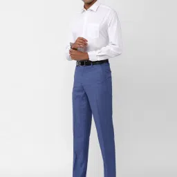 Van Heusen Blue Regular Fit Checks Trousers image 4