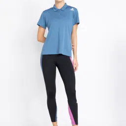 adidas Blue Logo Print Sports T-Shirt image 4