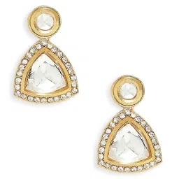 OOMPH Gold Kundan Jadau Necklace Set with Drop Earrings image 4