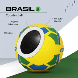 Vector X Brasil Rubber Moulded Football (Yellow & Green) Size - 5 image 2