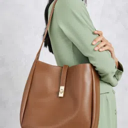 Styli Brown Solid Hobo Shoulder Handbag image 2