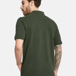 Octave Olive Cotton Regular Fit Polo T-Shirt image 2