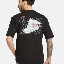 Octave Black Cotton Regular Fit Printed T-Shirt image 2