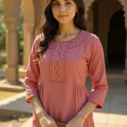 Rangita Pink Rayon Kurta image 5