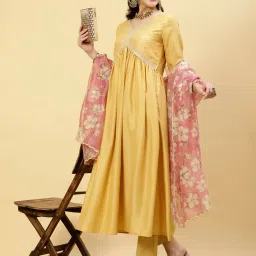 Jaipur Kurti Yellow Embroidered Kurta With Dupatta image 4