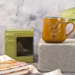 Fabindia Rashi Yellow Ceramic Capricorn Coffee Mug (330 ML) image 2