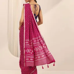 Libas Pink Ethnic Motifs Print Saree with Unstitched Blouse image 2