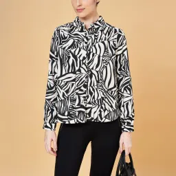 Annabelle by Pantaloons White & Black Printed Shirt image 4