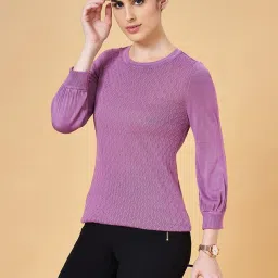 Annabelle by Pantaloons Purple Self Pattern Sweater image 4