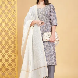 Rangmanch by Pantaloons White Embellished Dupatta image 4