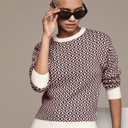Roadster Geometric Printed Acrylic Pullover-picture-12