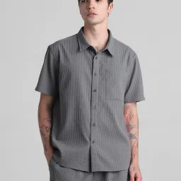 Jack & Jones Dark Grey Boxy Fit Textured Shirt image 2