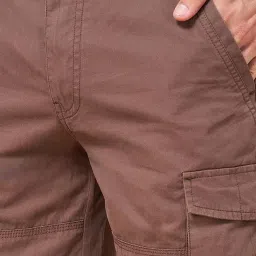 Urban Ranger by Pantaloons Brown Cotton Slim Fit Cargo Shorts image 4