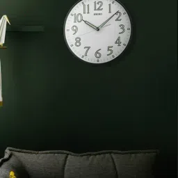 SEIKO elegant white & black plastic wall clock with sweep movement-image-20