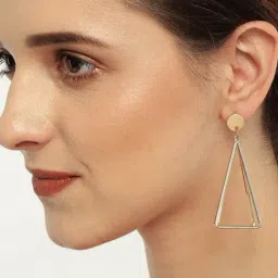 ToniQ Gold & Silver-Toned Triangular Dangler Earrings-image-35