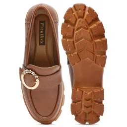 Flat N Heels Women's Tan Casual Loafers image 4