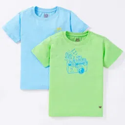 Ed-a-Mamma Kids Green & Blue Cotton Printed T-Shirt-picture-27