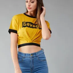 DOLCE CRUDO Mustard Graphic Print T-shirt-picture-13