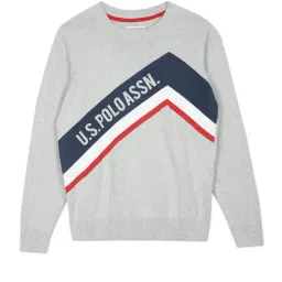 U.S. Polo Assn. Kids Grey Self Design Full Sleeves Sweater-picture-16