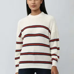 Van Heusen White Cotton Striped Sweater-picture-29