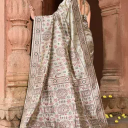 Elora Dusty Grey Silk Woven Saree With Unstitched Blouse image 2