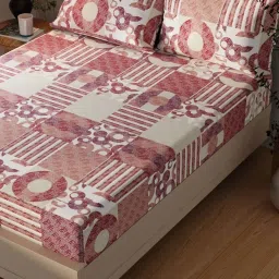 BIANCA Lopez Burgundy Cotton 120 TC Kopa Extra Smooth Double Size Bed Sheet With Pillow covers image 4