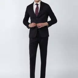 Peter England Elite Black Slim Fit Self Pattern Two Piece Suit-picture-21