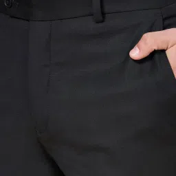 Peregrine by Pantaloons Black Slim Fit Self Pattern Trousers image 4