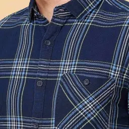 Sf Jeans by Pantaloons Indigo Cotton Slim Fit Checks Shirt image 4