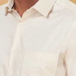 Peregrine by Pantaloons Beige Cotton Slim Fit Printed Shirt image 4