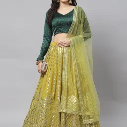 SHUBHKALA Lime Green Embellished Lehenga and Choli Set With Dupatta image 4
