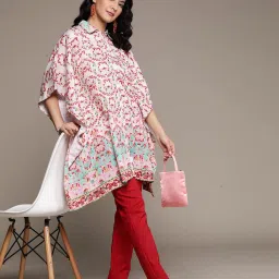 aarke Ritu Kumar Ecru Printed A Line Kaftan Kurti image 4