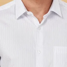 Byford by Pantaloons White Cotton Slim Fit Striped Shirt image 4