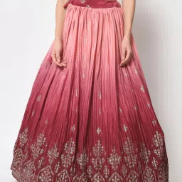 SHUBHKALA Pink Printed Lehenga and Choli Set With Dupatta image 4