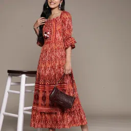 aarke Ritu Kumar Rust Printed Maxi Dress image 4