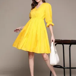 Label Ritu Kumar Yellow A Line Dress image 4