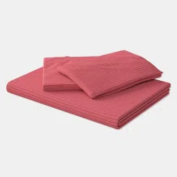 fabindia home Fabindia Red Cotton 92 TC Double Bed Sheet With Pillow Covers image 4