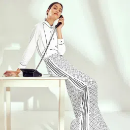 The Label Life Black & White Printed Regular Fit High Rise Pants image 4