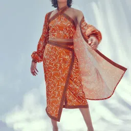 The Label Life Rust Leaf Print Shrug image 4