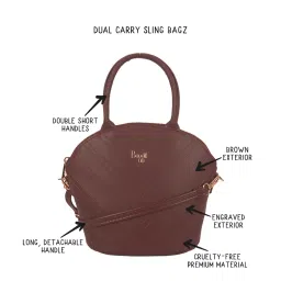 Baggit Brown Textured Extra Small Bowling Bag image 2