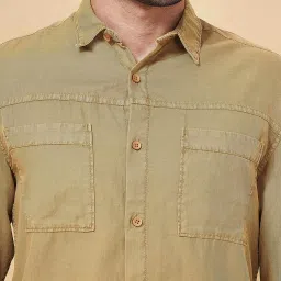 SF Jeans by Pantaloons Khaki Cotton Slim Fit Printed Shirt image 4