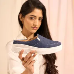 Fausto Women's Navy Mule Shoes-picture-38