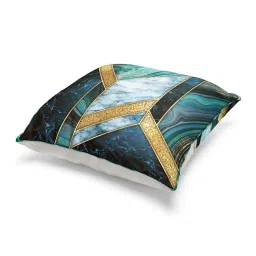 Bianca Suzane Teal & Gold Micro Fiber Reversible Printed Cushion Covers - Set of 3 image 4