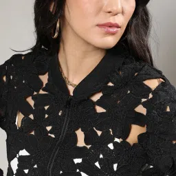 Campus Sutra Black Self Design Jacket image 4