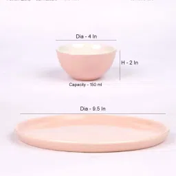 VarEesha Pink Ceramic 4 Pcs Dinner Set image 4