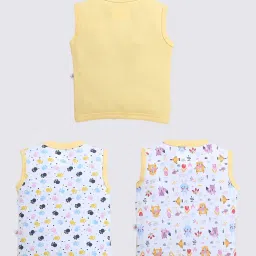 Bumzee Kids White & Yellow Printed Jhablas (Pack Of 3) image 2