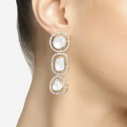 Zaveri Pearls Set of 2 Multicolor Stones & Austrian Diamonds Embellished Drop Earrings-ZPFK17982 image 2