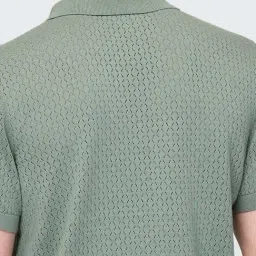 GAP Green Cotton Regular Fit Self Polo T-Shirt image 5