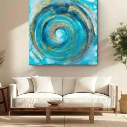 999Store Blue Canvas Swirling Vortex Painting-picture-37